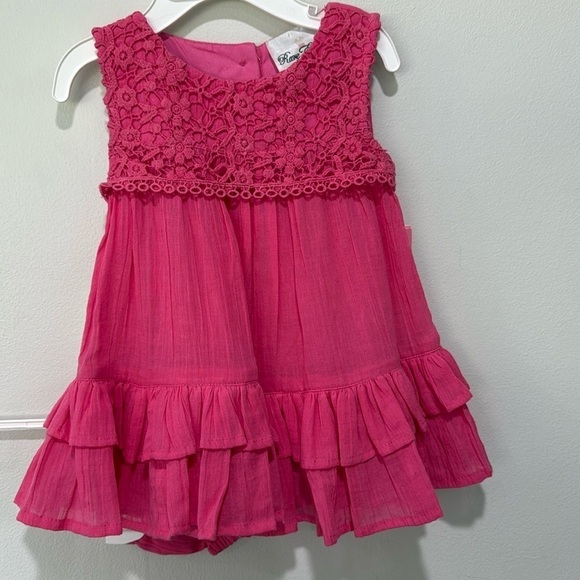 Pink baby dress with matching diaper cover - Picture 1 of 7